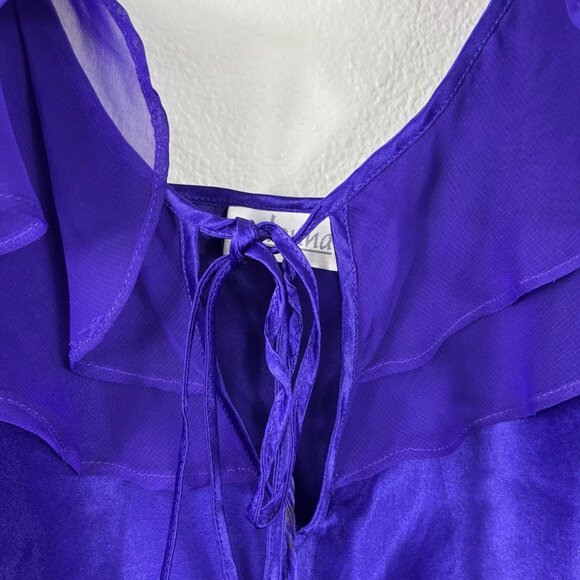 VTG Y2K 90s Adonna Ruffled Amethyst Purple Lingerie Slip Dress Sz Large Coquette - Picture 5 of 7